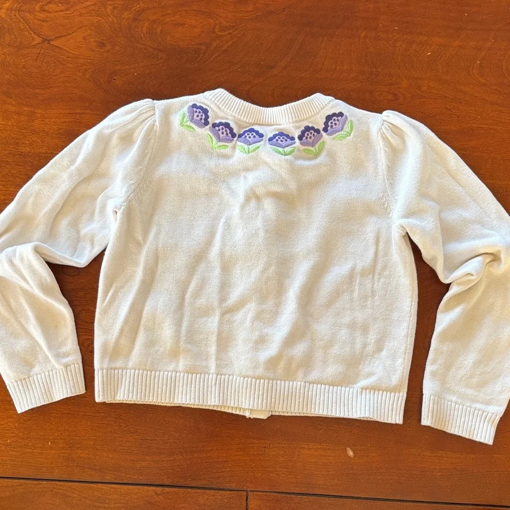 Gymboree Girls Embroidered Floral Cardigan -‎ Lovely Lavender - White